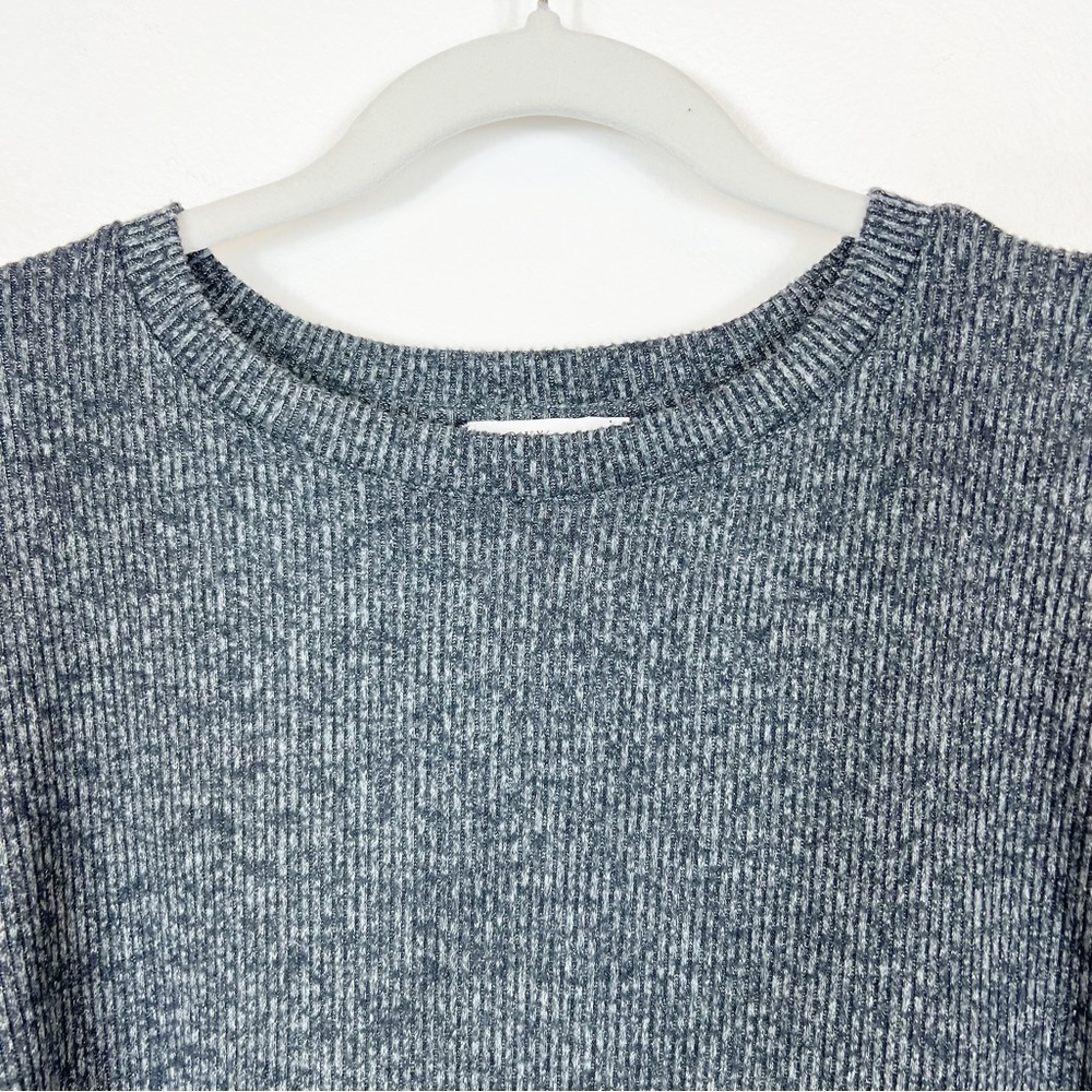 Daily Ritual Ribbed Long Lantern Sleeve Top NWT Charcoal Gray Size Large - Picture 2 of 10